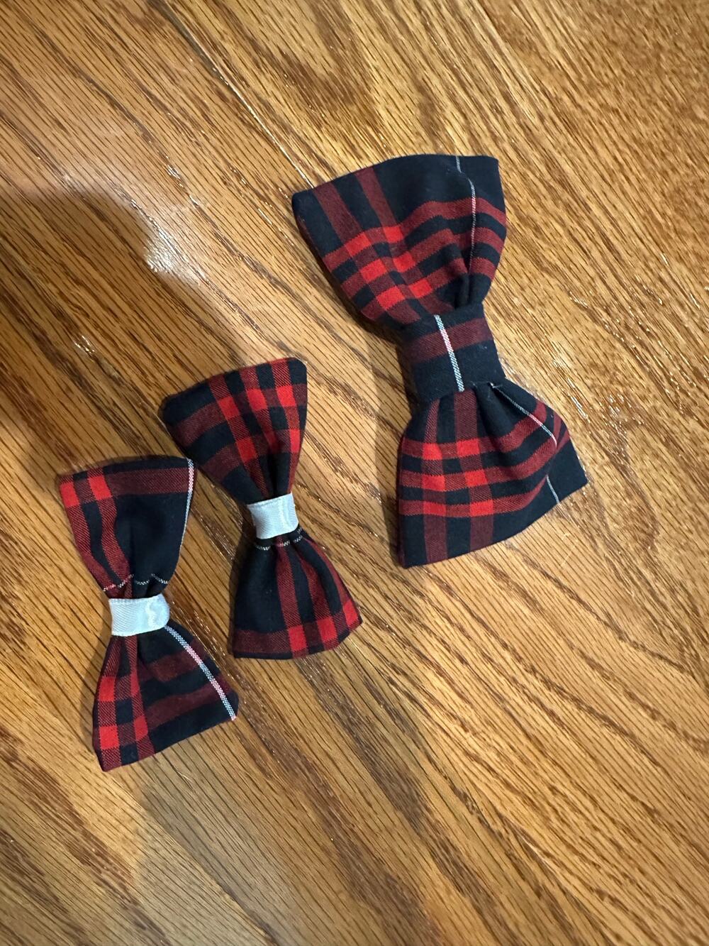 3 Girls School Uniform Bows set  Lands End Large Plaid